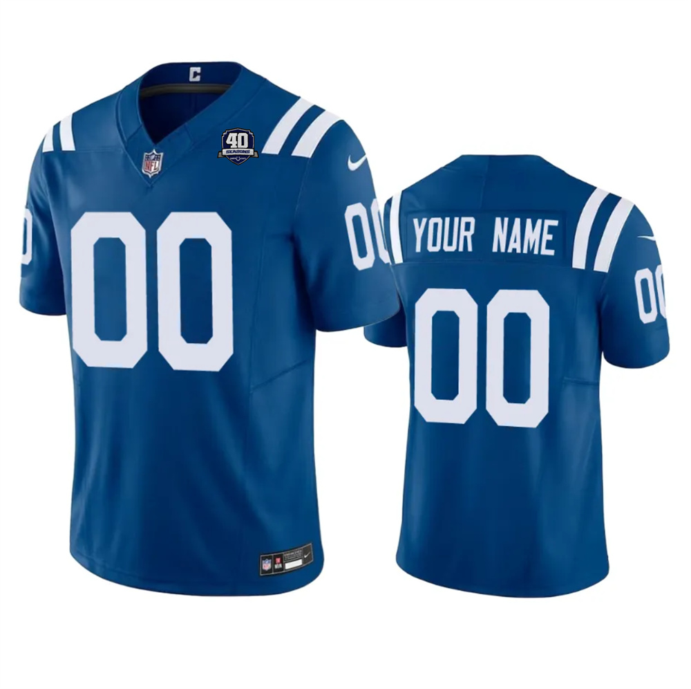 Men's Indianapolis Colts Active Player Custom Blue 2023 F.U.S.E 40th Anniversary Vapor Untouchable Stitched Football Jersey